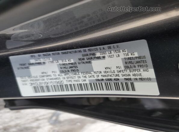 3MYDLBYV5KY516420 2019 TOYOTA YARIS Серый Вид наклейки с VIN-кодом