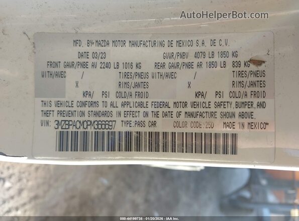 3MZBPACM0PM366697 2023 MAZDA 3 Белый Вид подкапотного пространства