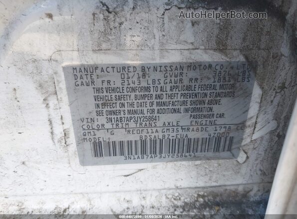 3N1AB7AP3JY258641 2018 NISSAN SENTRA White Engine compartment view