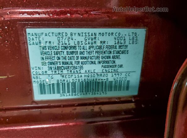 3N1AB8CV4RY384195 2024 NISSAN SENTRA Red Widok komory silnika