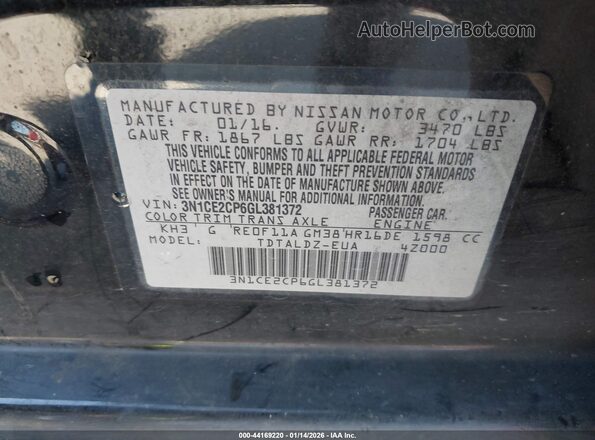 3N1CE2CP6GL381372 2016 NISSAN VERSA NOTE Black Vista del compartimento del motor