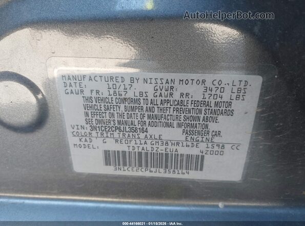 3N1CE2CP6JL358164 2018 NISSAN VERSA NOTE Серый Вид подкапотного пространства