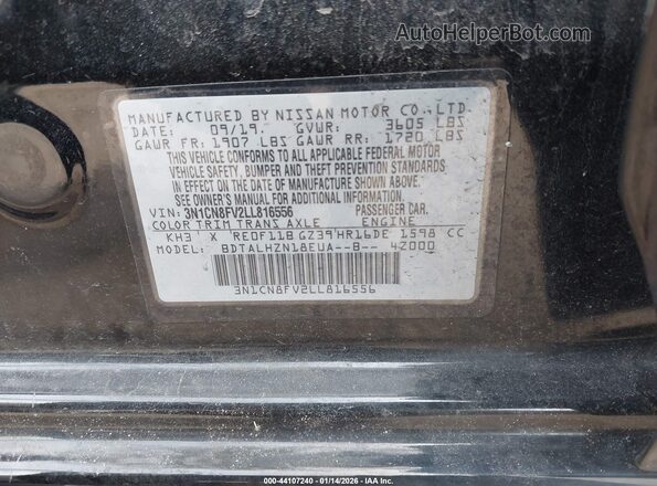 3N1CN8FV2LL816556 2020 NISSAN VERSA Черный Вид подкапотного пространства
