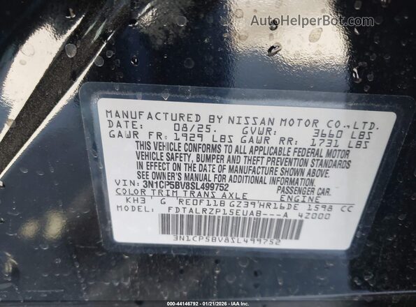 3N1CP5BV8SL499752 2025 NISSAN KICKS PLAY Черный Вид подкапотного пространства