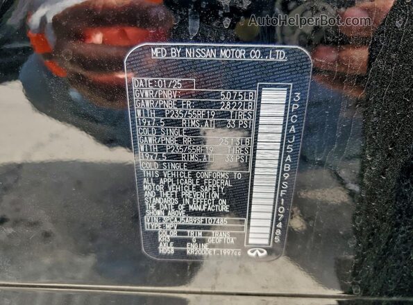 3PCAJ5AB9SF107485 2025 INFINITI QX50 Черный Вид наклейки с VIN-кодом