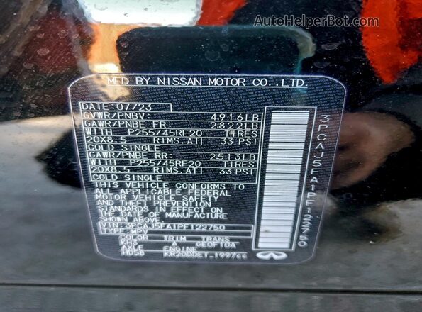 3PCAJ5FA1PF122750 2023 INFINITI QX50 Черный Вид наклейки с VIN-кодом