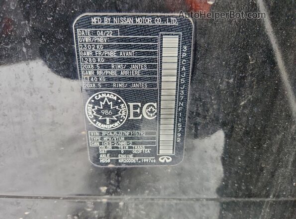 3PCAJ5J37NF115792 2022 INFINITI QX55 Black Vista del compartimento del motor