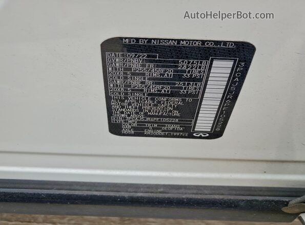 3PCAJ5JR6PF105228 2023 INFINITI QX55 Белый Вид наклейки с VIN-кодом