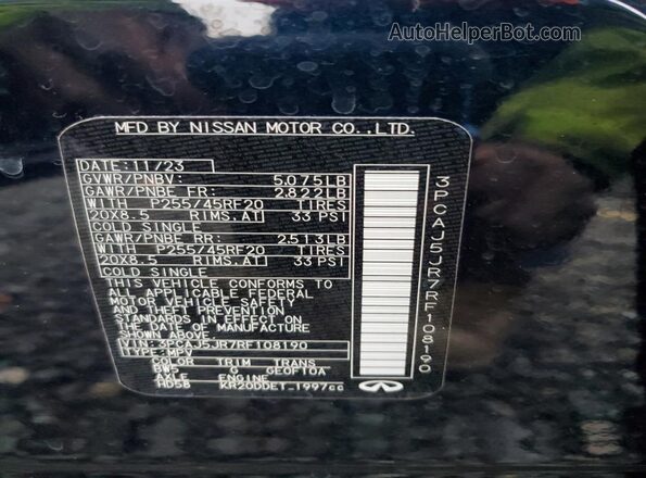 3PCAJ5JR7RF108190 2024 INFINITI QX55 Black Widok wnętrza 360 stopni