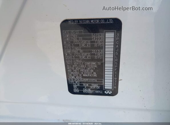 3PCAJ5LR5PF119716 2023 INFINITI QX55 White Շարժիչի բաժամունքի տեսք