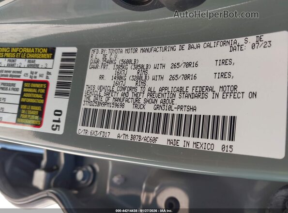 3TMDZ5BN9PM159698 2023 TOYOTA TACOMA Зеленый Вид подкапотного пространства