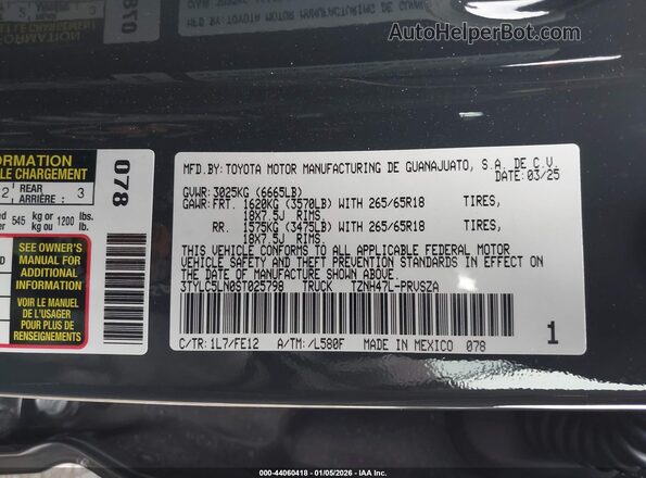 3TYLC5LN0ST025798 2025 TOYOTA TACOMA HYBRID Gray Widok komory silnika