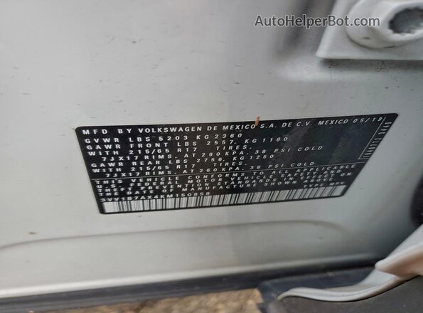 3VV1B7AX4KM150858 2019 VOLKSWAGEN TIGUAN Белый Вид наклейки с VIN-кодом