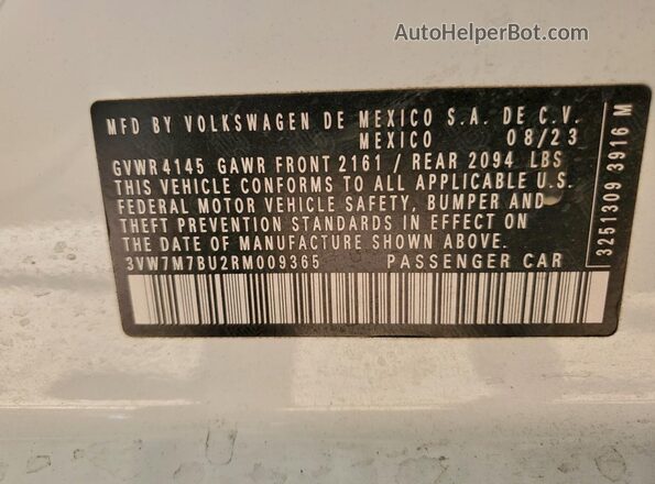 3VW7M7BU2RM009365 2024 VOLKSWAGEN JETTA Белый Вид подкапотного пространства