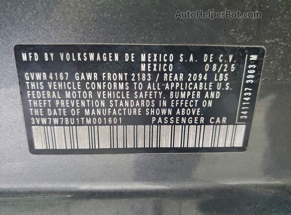3VW7W7BU1TM001601 2026 VOLKSWAGEN JETTA Серый Вид подкапотного пространства