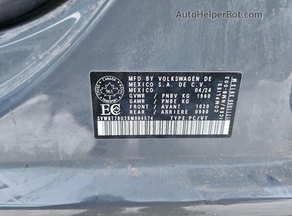 3VW8T7BU2RM084574 2024 VOLKSWAGEN JETTA Gray Widok komory silnika
