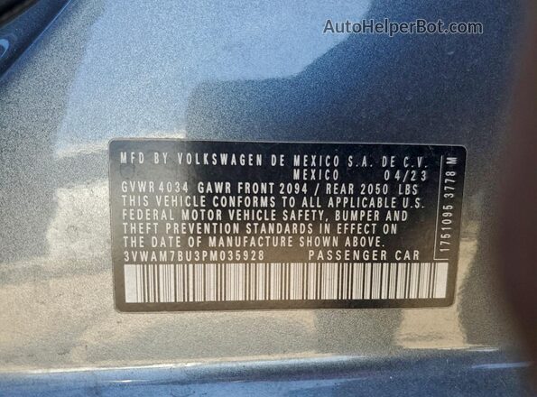3VWAM7BU3PM035928 2023 VOLKSWAGEN JETTA Gray Вид підкапотного простору