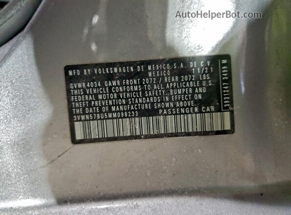 3VWN57BU5MM098233 2021 VOLKSWAGEN JETTA Серебряный Вид подкапотного пространства