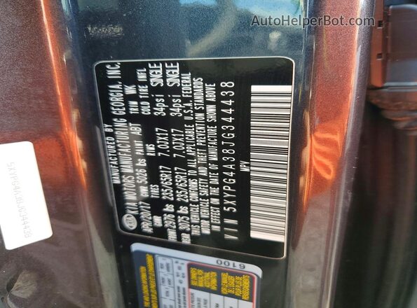 5XYPG4A38JG344438 2018 KIA SORENTO Угольный Панорамный вид салона 360°