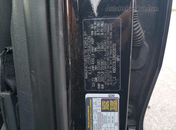 KNDCC3LG3N5158731 2022 KIA NIRO Black Vista de la etiqueta del VIN