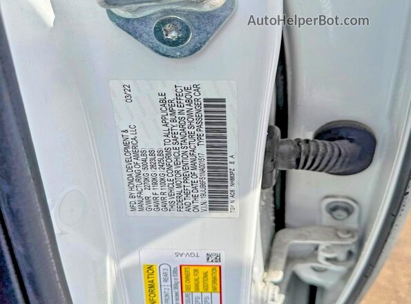19UUB6F51NA001517 2022 ACURA TLX White Widok wnętrza z tyłu