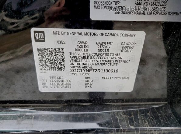 2GC1YNE72R1100618 2024 CHEVROLET ALL MODELS Black Вид наклейки з VIN-кодом