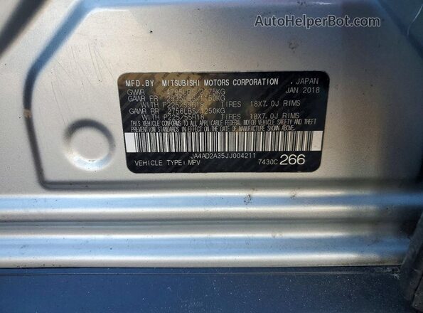 JA4AD2A35JJ004211 2018 MITSUBISHI OUTLANDER Silver VIN sticker view
