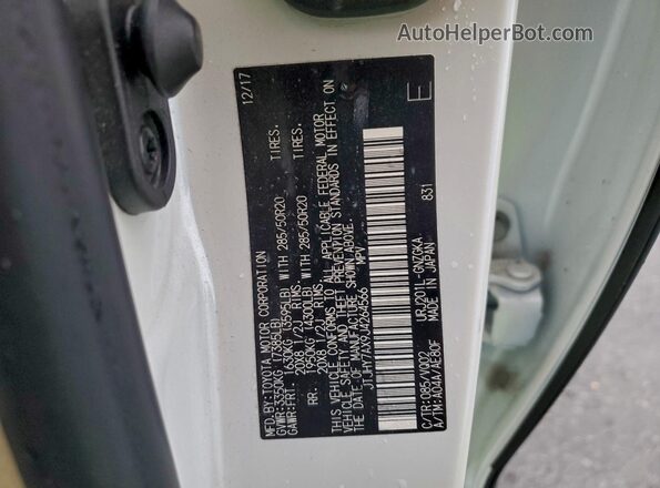 JTJHY7AX9J4264566 2018 LEXUS LX Белый Панорамный вид салона 360°