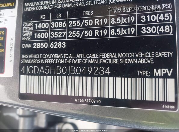 4JGDA5HB0JB049234 2018 MERCEDES-BENZ GLE 350 Серый Вид подкапотного пространства