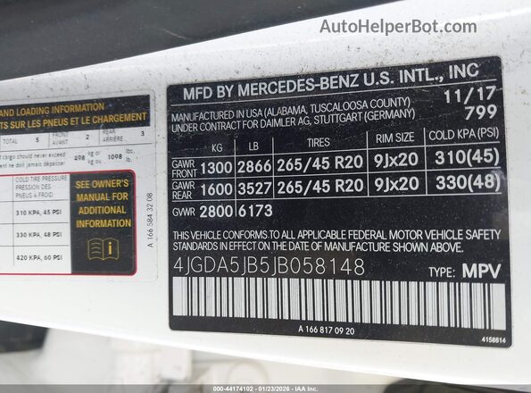 4JGDA5JB5JB058148 2018 MERCEDES-BENZ GLE 350 Белый Вид подкапотного пространства