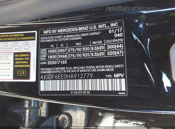 4JGDF6EE0HA912779 2017 MERCEDES-BENZ GLS 450 Black Շարժիչի բաժամունքի տեսք
