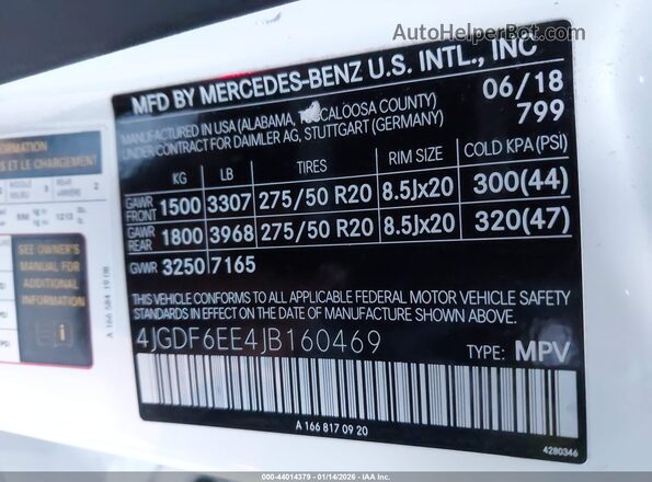 4JGDF6EE4JB160469 2018 MERCEDES-BENZ GLS 450 White Engine compartment view