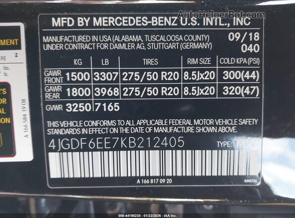 4JGDF6EE7KB212405 2019 MERCEDES-BENZ GLS 450 Black Widok komory silnika