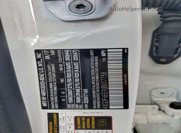 4JGDF6EE9JB017758 2018 MERCEDES-BENZ GLS White Widok naklejki z numerem VIN