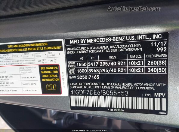 4JGDF7DE6JB055553 2018 MERCEDES-BENZ GLS 550 Gray Widok komory silnika