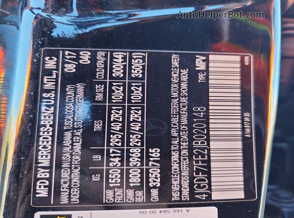 4JGDF7FE2JB020148 2018 MERCEDES-BENZ GLS Black VIN sticker view