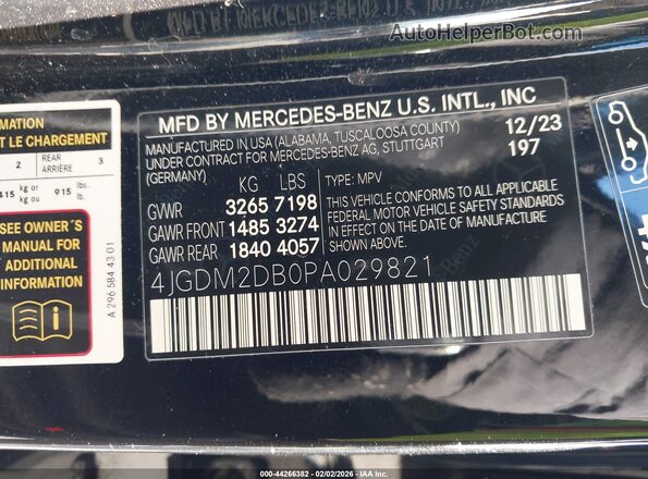 4JGDM2DB0PA029821 2023 MERCEDES-BENZ EQS 450+ SUV Black Շարժիչի բաժամունքի տեսք