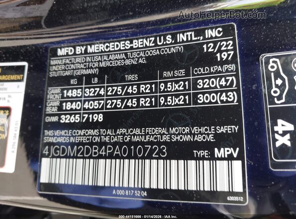 4JGDM2DB4PA010723 2023 MERCEDES-BENZ EQS 450+ SUV Black Engine compartment view