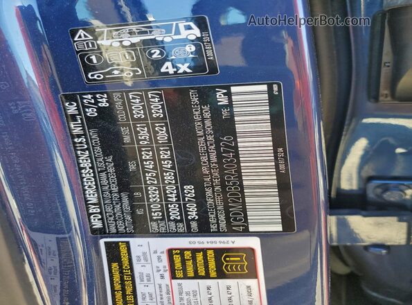 4JGDM2DB5RA034726 2024 MERCEDES-BENZ EQS Blue Vista de la etiqueta del VIN