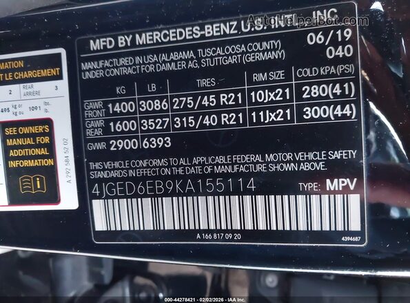 4JGED6EB9KA155114 2019 MERCEDES-BENZ AMG GLE 43 COUPE Black Widok komory silnika