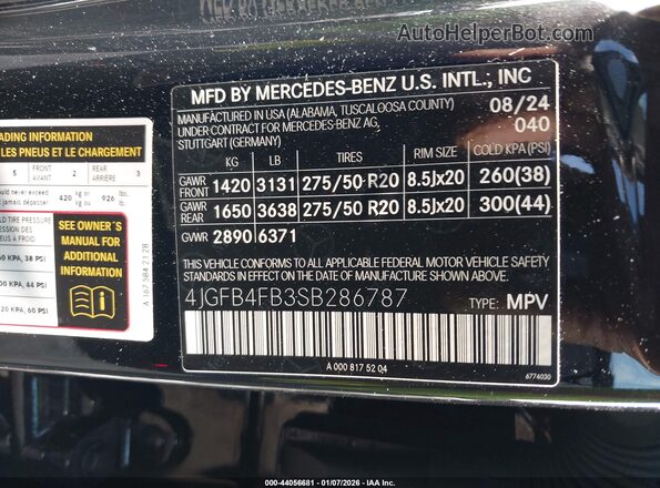 4JGFB4FB3SB286787 2025 MERCEDES-BENZ GLE 350 Черный Вид подкапотного пространства