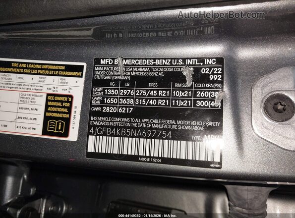4JGFB4KB5NA697754 2022 MERCEDES-BENZ GLE 350 Gray Widok komory silnika