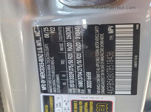 4JGFB5KB0TB518436 2026 MERCEDES-BENZ GLE Silver Vista del compartimento del motor