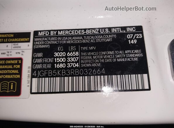 4JGFB5KB3RB032664 2024 MERCEDES-BENZ GLE 450 White Vista del compartimento del motor