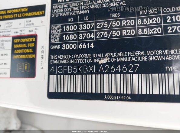 4JGFB5KBXLA264627 2020 MERCEDES-BENZ GLE 450 White Vista del compartimento del motor