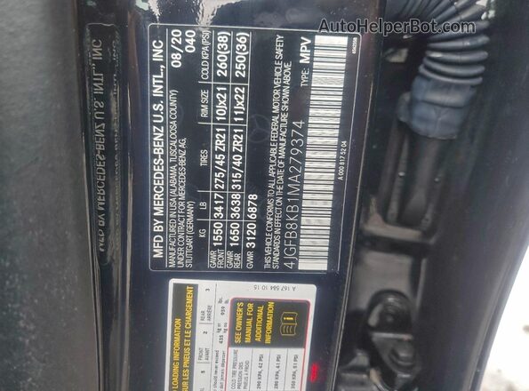 4JGFB8KB1MA279374 2021 MERCEDES-BENZ GLE Black Vista interior de 360 grados