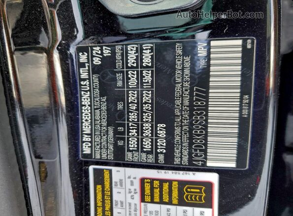 4JGFD8KB9SB318777 2025 MERCEDES-BENZ GLE Black Widok naklejki z numerem VIN