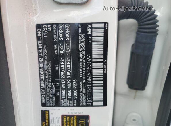 4JGFF5KE8MA357064 2021 MERCEDES-BENZ GLS White Widok wnętrza 360 stopni