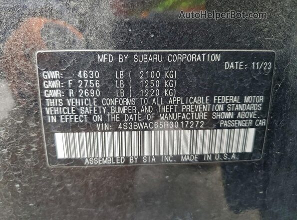4S3BWAC65R3017272 2024 SUBARU LEGACY Black Widok naklejki z numerem VIN
