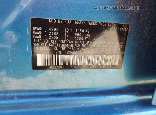 4S3GKAB61H3604439 2017 SUBARU IMPREZA Blue Вид підкапотного простору